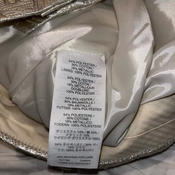 NWT J. Crew Maddie Textured Brocade Silver Metallic Slim Ankle Pants - Picture 5 of 6
